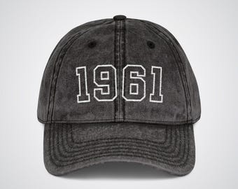 Custom 1961 Birth Year Embroidered Cap, 65th Birthday Gift, Born in 1961, Birthday Party Retro Cap