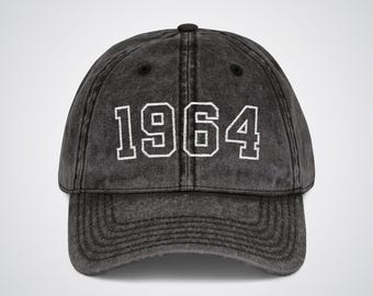 Retro 1964 Birth Year Embroidered Cap, Custom 62nd Birthday Gift, Born in 1964, Birthday Party Retro Cap