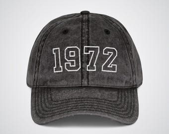 Retro 1972 Birth Year Embroidered Cap, Custom 54th Birthday Gift, Born in 1972, Birthday Party Retro Cap