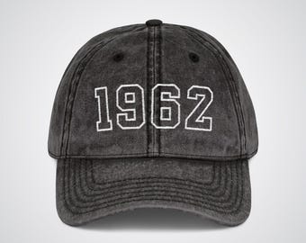 Retro 1962 Birth Year Embroidered Cap, Custom 64th Birthday Gift, Born in 1962, Birthday Party Retro Cap