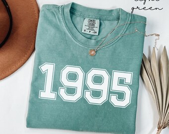 Custom 1995 Birth Year Comfort Colors T-shirt, 31st Birthday Gift, Personalized Retro Birthday Shirt