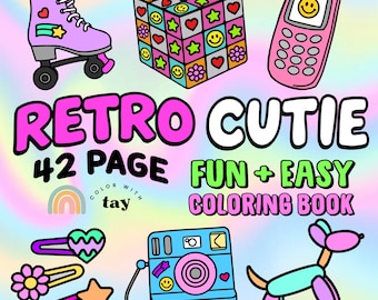 Retro Cutie: Målarbok med 42 sidor, nostalgiska leksaker och mode i retrostil