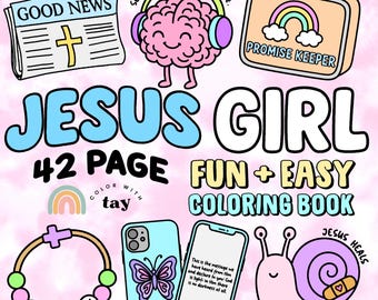 Jesusflickan: 42-sidig kristen målarbok med upplyftande trosmönster