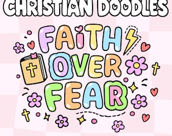 Kristna klottermålarbok: Upplyftande bibelverser, bedårande klotterdesigner (digital nedladdning på 42 sidor)