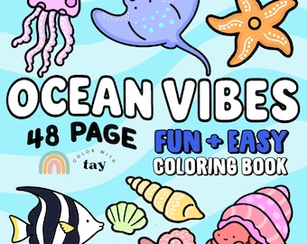 Ocean Vibes: 48-sidig målarbok med havsmotiv Djärva och enkla designer för havsliv