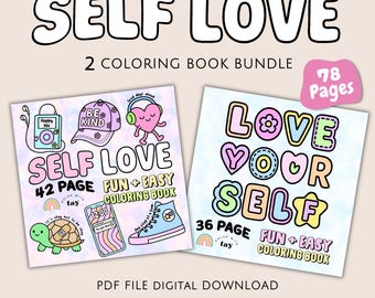 Målarbokspaket om självkärlek: 2 motiverande målarböcker för mental hälsa och avslappning