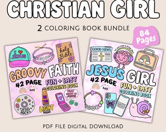 Kristen målarbok för flickor: Groovy Faith, Jesus Designs (digital nedladdning)