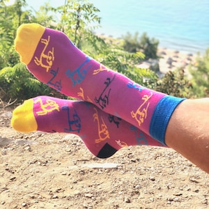 UNISEX Rock Carving Riding TEGNEBY SOCKS, Unique Colorful Rider&#39;s Battle Crew Length Socks Free Shipping Worldwide