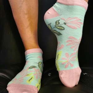 Floral HONEYSUCKLE Nature Inspired Low SOCKS, Unique COLORFUL Plant Socks For Men And Women Free Shipping Worldwide A little small in size