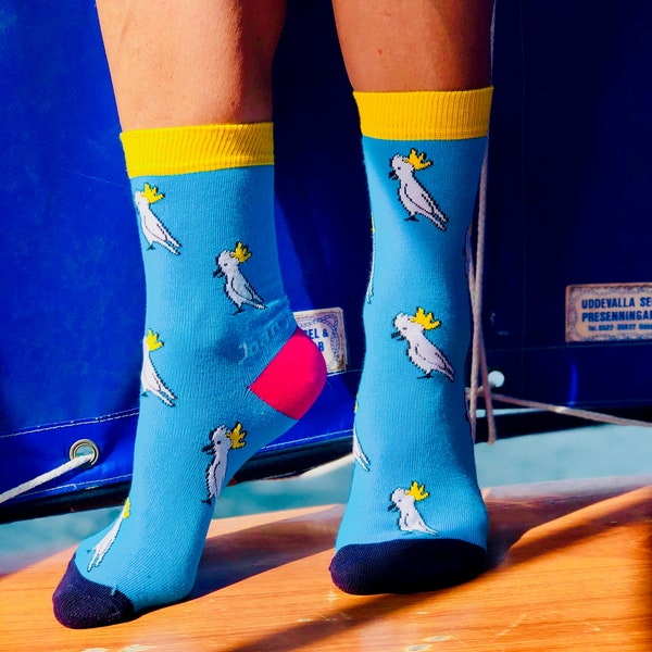 COCKATOO Crew Length SOCKS For Men And Women, Unique Colorful Socks For BIRD Lovers Free Shipping Worldwide