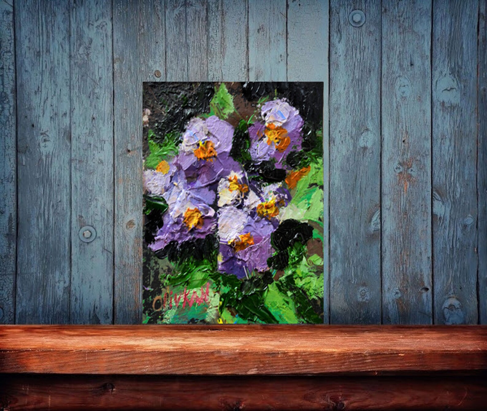 Viola Floral Painting Flower Oil Painting Original Impasto Etsy