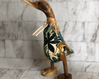 Decorated Wooden Duck - Jungle Print Design *Gift Sets Available*