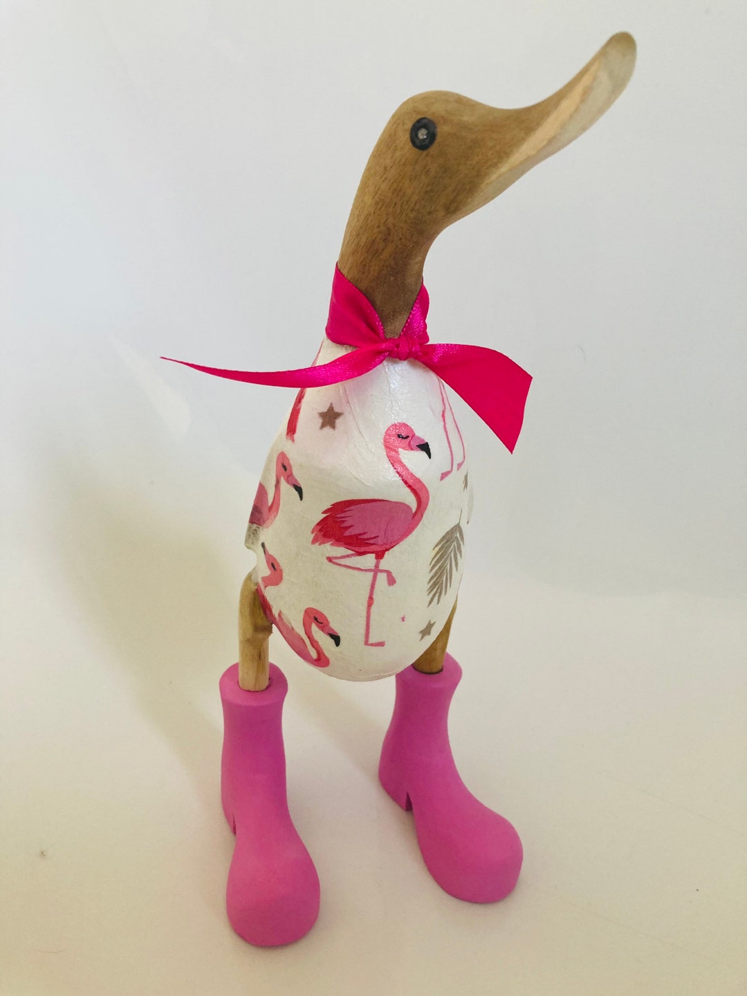 Decorated Wooden Ducks in Wellies Flamingo Print gift Sets Available Etsy