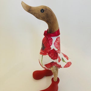 Hand Painted & Decoupaged Wooden Ducks | Poppies | Homeware | Handmade | Poppy Decor | Bamboo