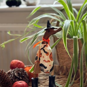 Halloween Witch Duck With Boots | Bamboo Duck Ornament | Spooky Autumn Home Decor | 3 sizes and gift sets available | Halloween | Unique