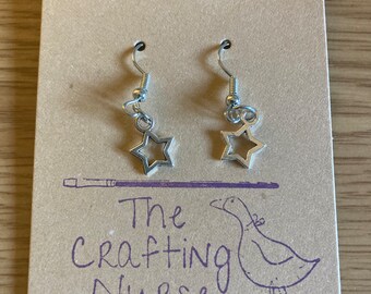 Hanging Star Earrings, Silver Costume Jewellery
