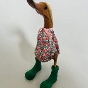Decorated Wooden Duck with Boots/Web Feet -  Coral/Floral  Gift Design *Gift Sets Available*