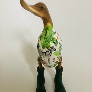 Hand Painted & Decoupaged Wooden Ducks | Safari Animals  | Homeware | Handmade | Nursery Decor | Bamboo