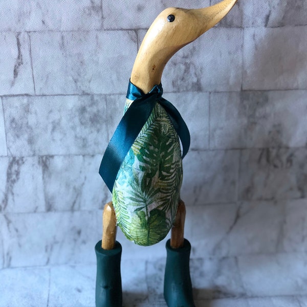 Decorated Wooden Ducks - Leaf Print *Gift Sets Available*