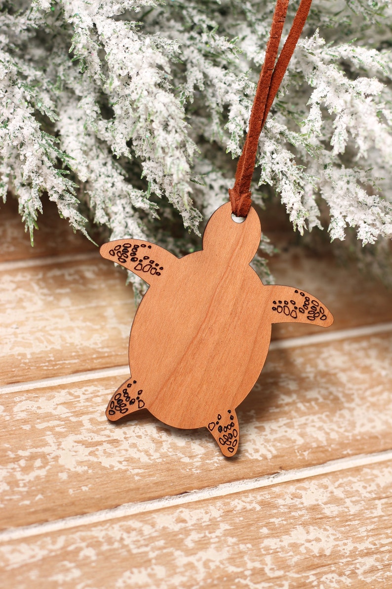 Personalized Sea Turtle Wood Christmas Ornament Etsy