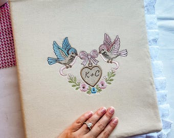 Love birds scrapbook anniversary gift, Custom photo album for loved ones, weddings, and boyfriend/ girlfriend