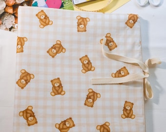 Personalized Handmade Scrapbook Album with Teddy Bears | Customizable scrapbooking with Embroidery, Baby Album Books, Baby Album Binder Girl