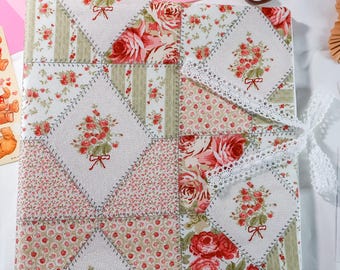 Shabby Chic Handmade Scrapbook Album | Customizable scrapbooking with Embroidery, Patchwork 3-ring Scrapbook, Personalized gift
