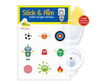 Kids Pack - Toilet Target Potty Training Stickers. Perfect for Home, Schools, Restaurants & Workplace Restrooms.