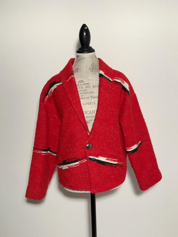 Jacket Size S Bright Red Western Style Fun and Un… - image 1