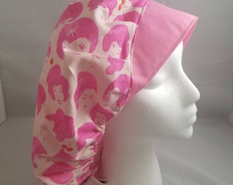 Pink Ladies Bouffant Scrub Hat