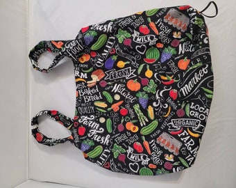 Grocery/Market Shopping Bag in Market Theme with Black Background #1