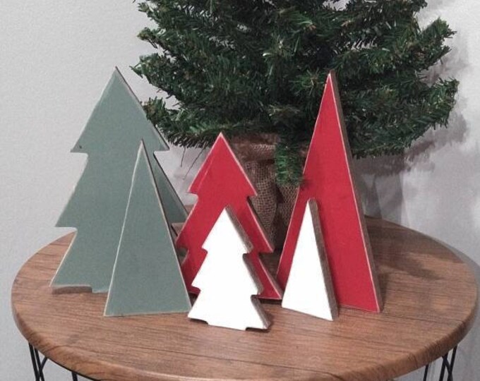 Set of 3 Wood Christmas Trees Wood Trees Farmhouse Christmas Etsy