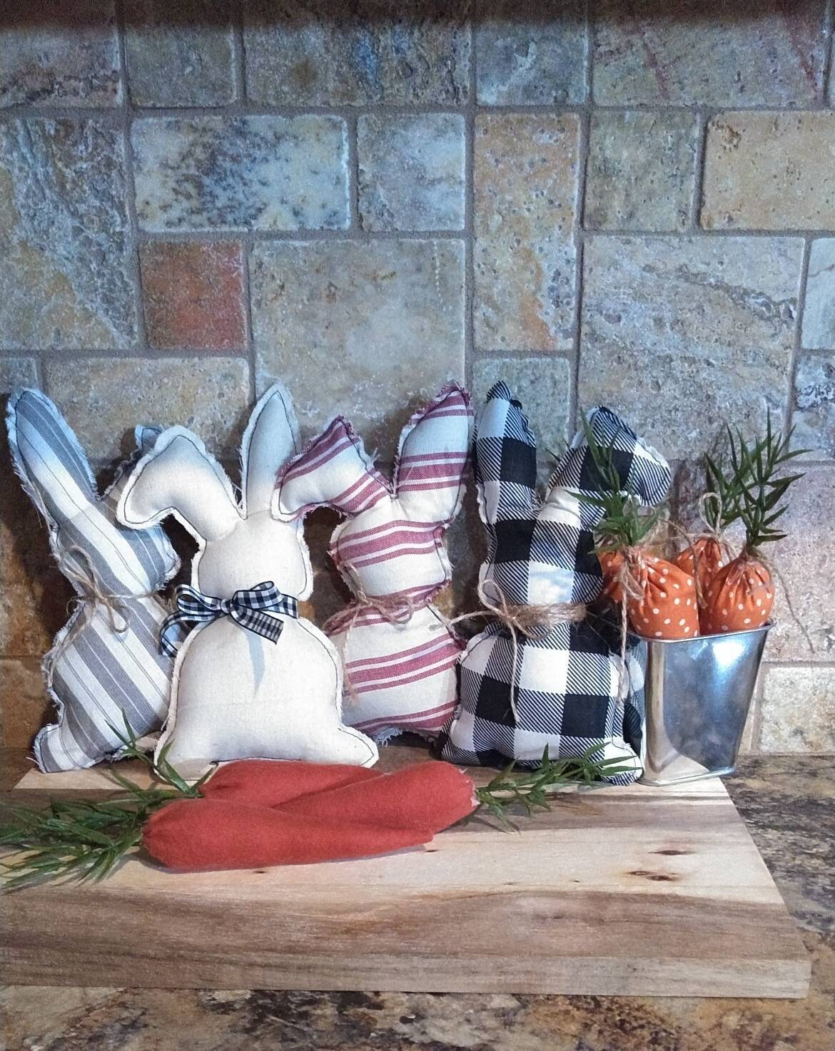 Farmhouse bunnies Buffalo plaid bunny rabbit easter decor | Etsy