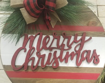 Front Door Decor, Wood Merry Christmas Door hanger,  Door Wreath ,Housewarming Gift ,Home Decor
