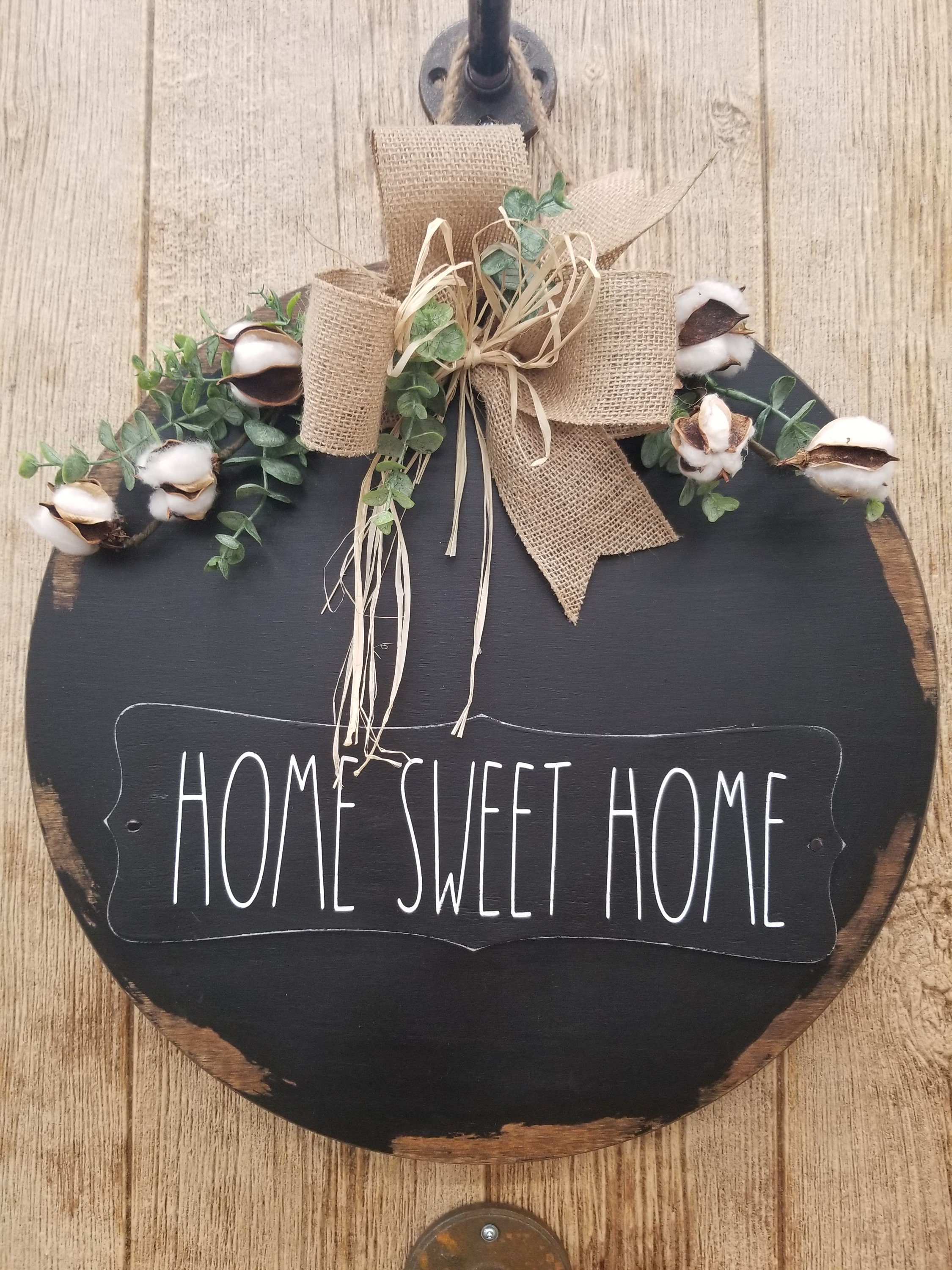 order door hangers on Home Sweet Home Wooden Door Hanger Round Sign Round Door Etsy