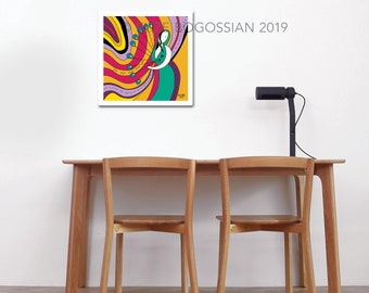 Armenisch inspirierter Druck, bunte anatolische Geschichtenerzählen Kunst