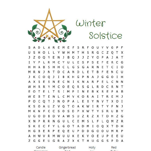 Winter Solstice Word Search