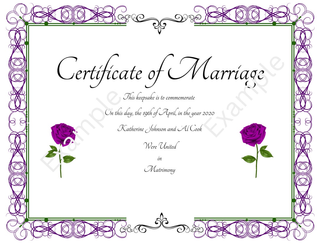 Decorative Marriage Certificate - Etsy