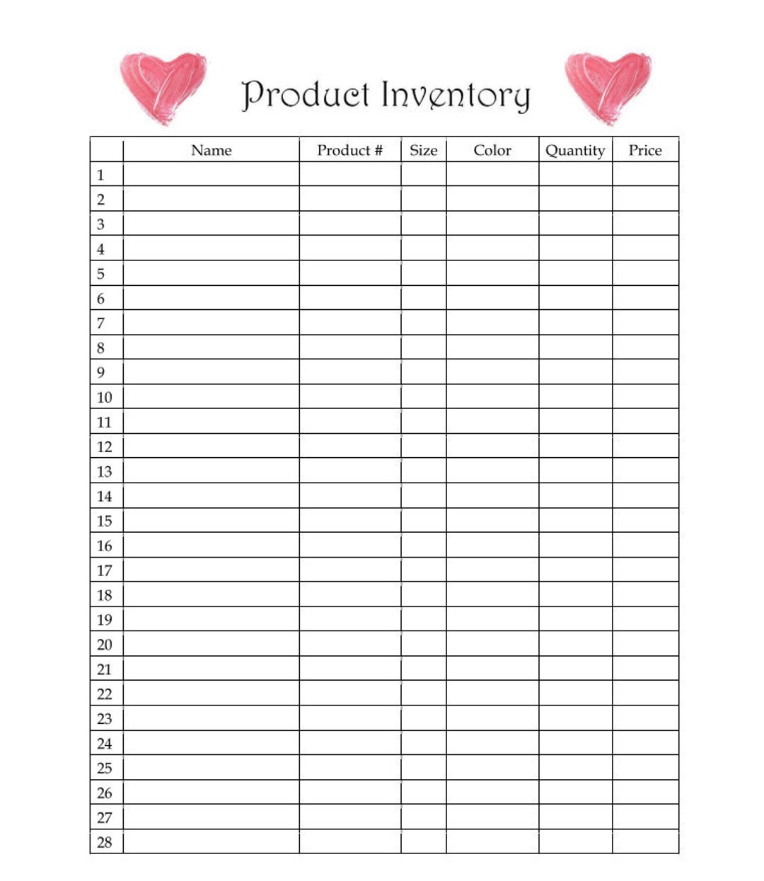 Product Inventory Printable - Cosmetics - Etsy