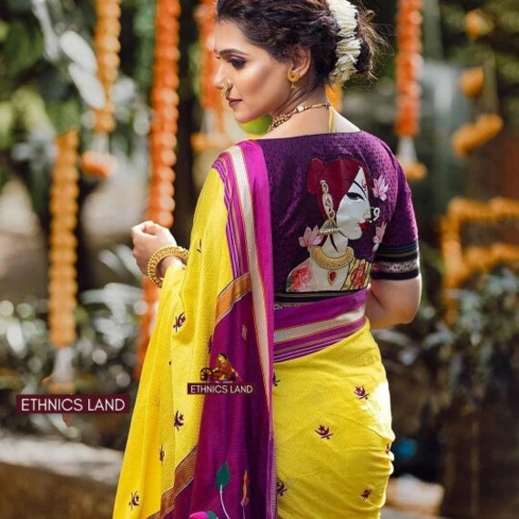 Traditional Bright Yellow Paithani 