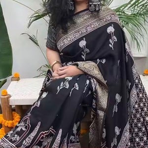Ajrakh Modal Silk Handblock Print Saree | Redefine Elegance with Vibrant Colors