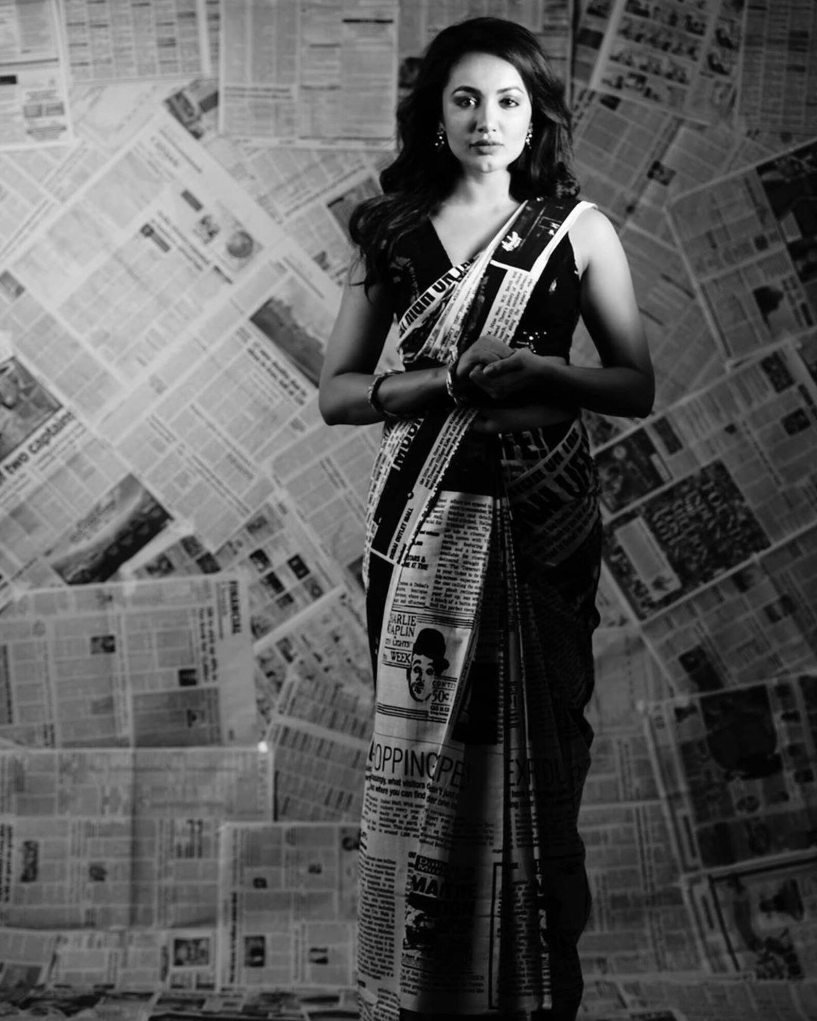 Newspaper Print Saree / Handblock Print/ Cotton Malmal Saree Etsy