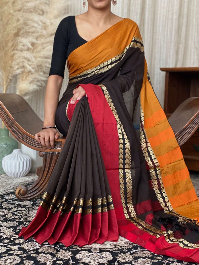 Ethnics Land Traditional Narayanpet Handloom Cotton Saree with Running Blouse Piece