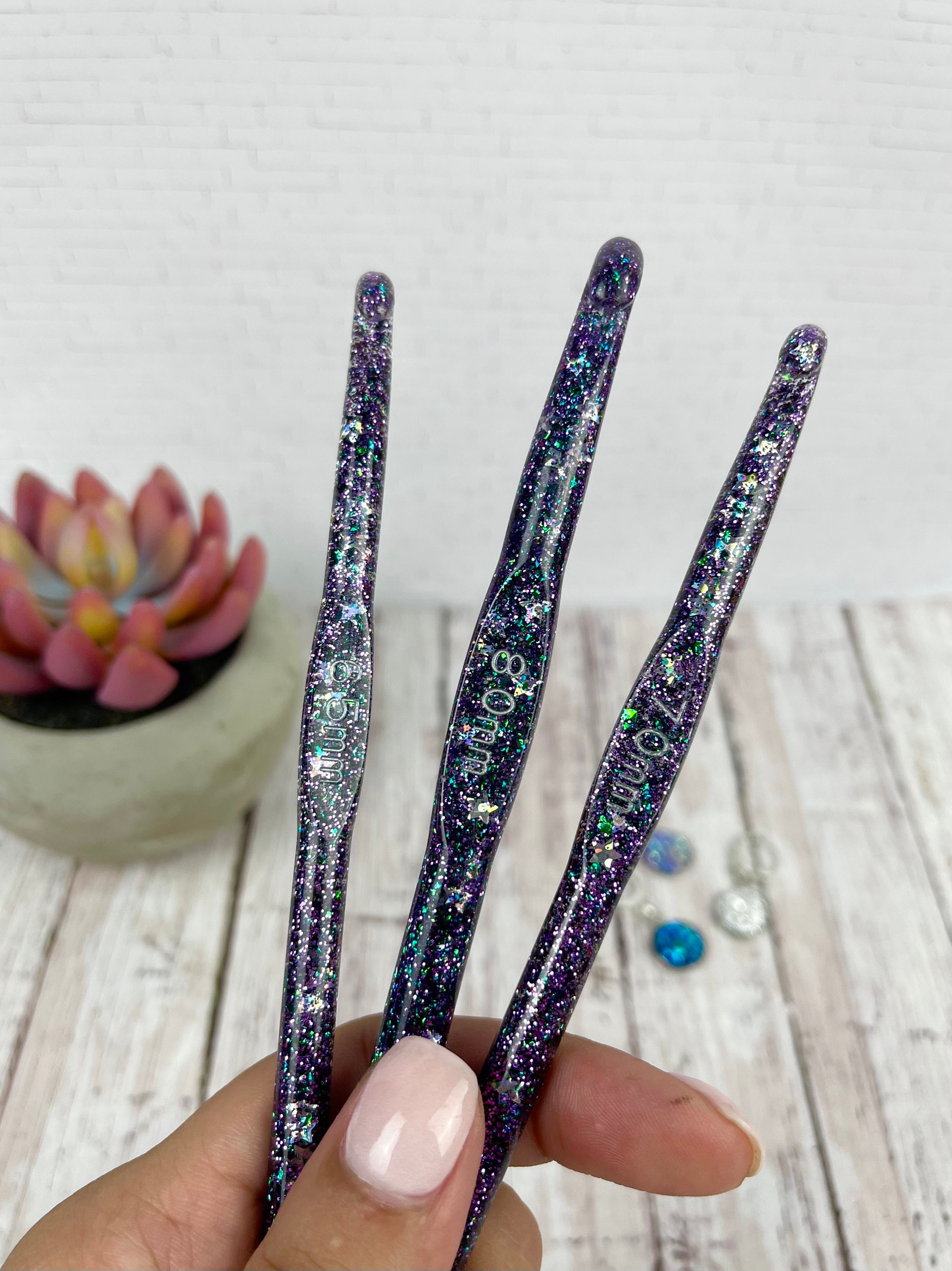 Handmade Epoxy Resin Crochet Hook Purple Twilight Etsy