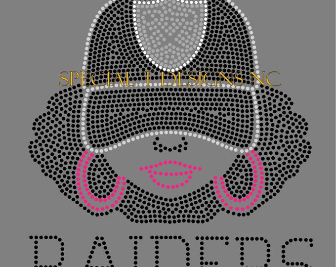 Instant Download | ss10 Rhinestone Template | Afro Girl Raiders Football Fan | SVG | Cricut | Cameo | Size: 10.207 W x 11.460 H