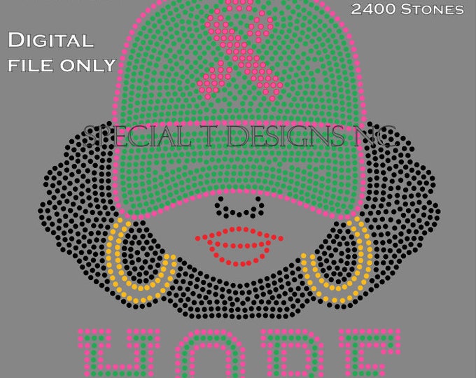 INSTANT Download | ss10 Rhinestone Template | Breast Cancer Awareness HOPE | SVG | Cricut | Cameo | Size: 10.155W x 11.549H
