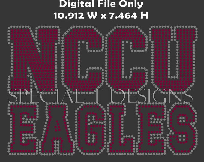 NCCU Eagles | 10.912W x 7.464H | Digital Rhinestone Template | ss10 Hotfix Rhinestones | SVG for Cameo/Silhouette, Cricut, and others