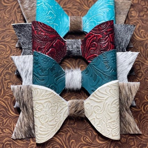 Cowhide & Tooled Leather Bow