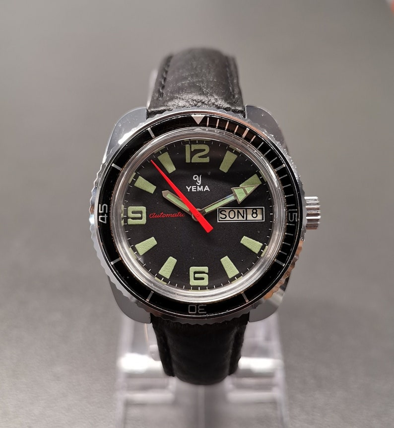 Vintage French Men's Watch Yema Automatic Diver 1970's Etsy