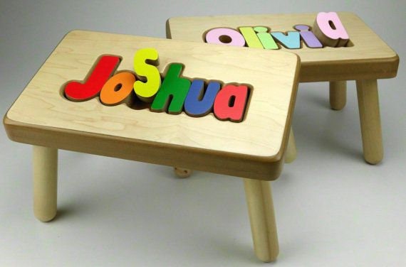 childrens wooden name stools